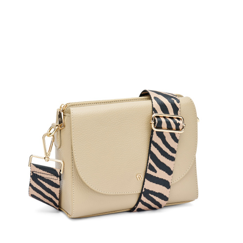 Leather flap bag with animal-print strap - Frau Shoes | Official Online Shop