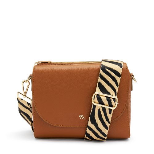 Leather flap bag with animal-print strap - Frau Shoes | Official Online Shop