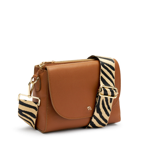 Leather flap bag with animal-print strap - Frau Shoes | Official Online Shop