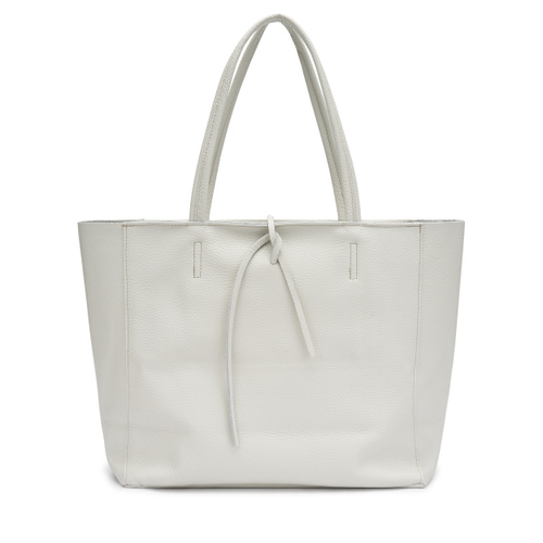 Shopping bag in pelle morbida, Grigio Frau