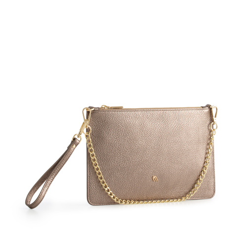 Foiled leather clutch with chain - Frau Shoes | Official Online Shop