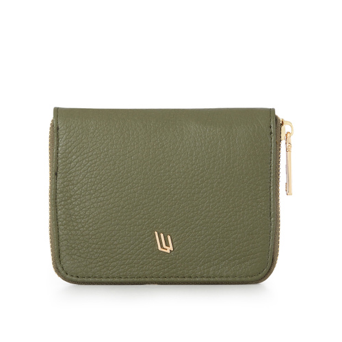 Womens ELK leather purse in khaki green (s)