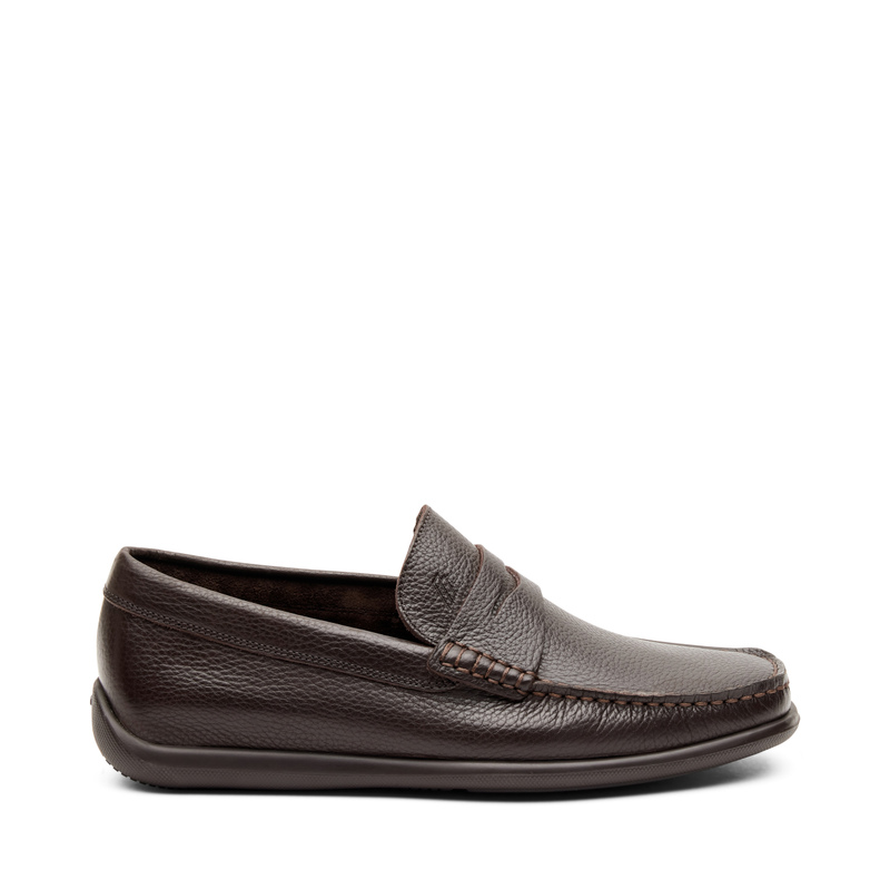 Tumbled leather loafers with saddle detail | Frau Shoes | Official Online Shop