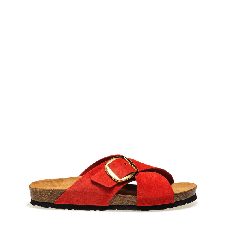 Sandalette mit überkreuztem Riemen aus Veloursleder | Frau Shoes | Official Online Shop