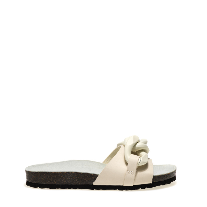 Strappy leather sliders with chain detailing - Sandals | Frau Shoes | Official Online Shop