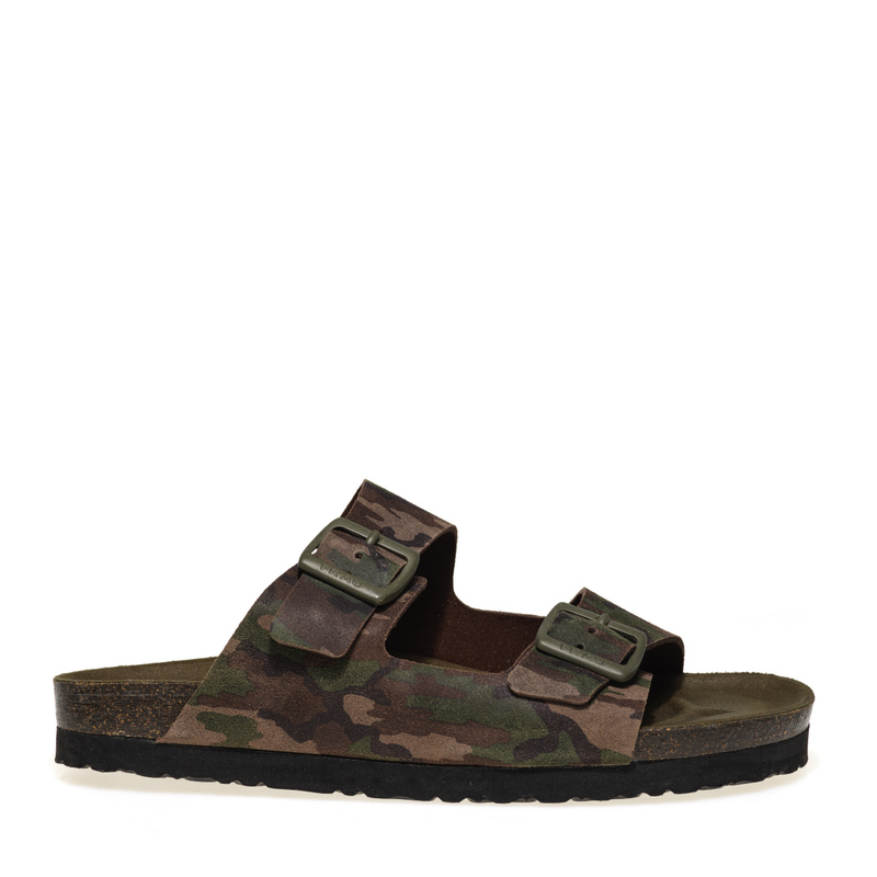 Camouflage double-strap sliders - Sandals | Frau Shoes | Official Online Shop