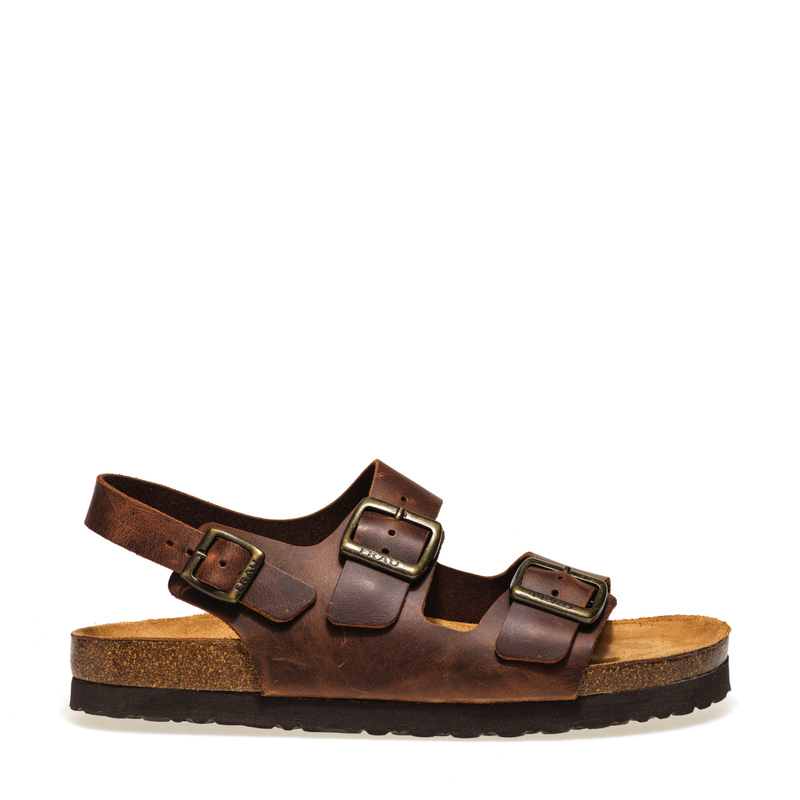 Vintage leather double-strap mules - Sandals | Frau Shoes | Official Online Shop