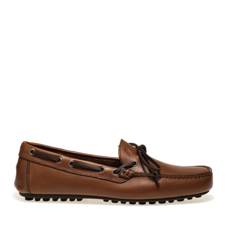 Leather driving shoes with tie detail - Loafers | Frau Shoes | Official Online Shop