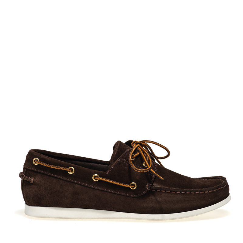Suede boat shoes with lacing - Boat shoes | Frau Shoes | Official Online Shop