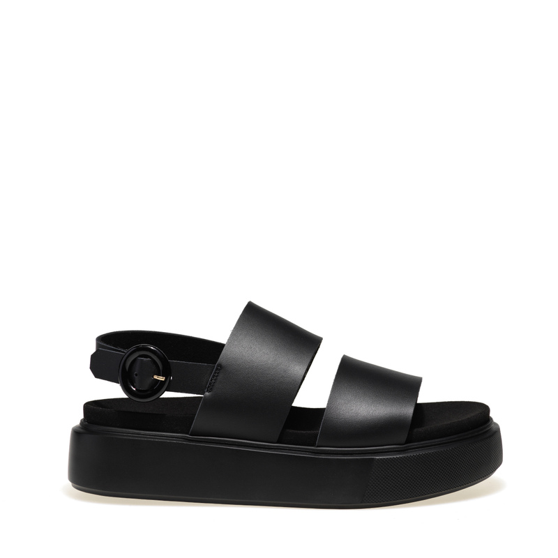Sandale mit doppeltem Riemen aus roh geschnittenem Leder | Frau Shoes | Official Online Shop