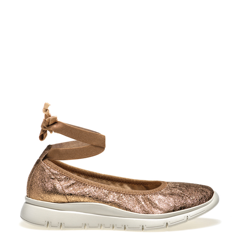 Sporty craquelure foiled leather ballet flats - Sparkling | Frau Shoes | Official Online Shop