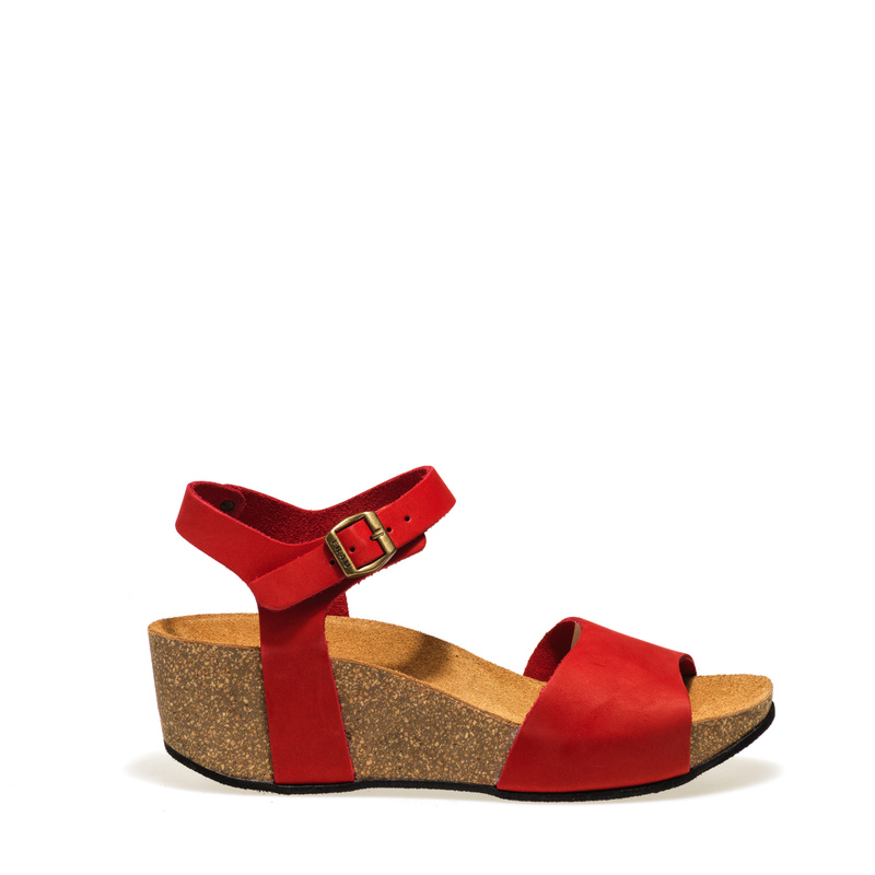 Sandale mit Riemen aus Nubukleder und Keilabsatz | Frau Shoes | Official Online Shop