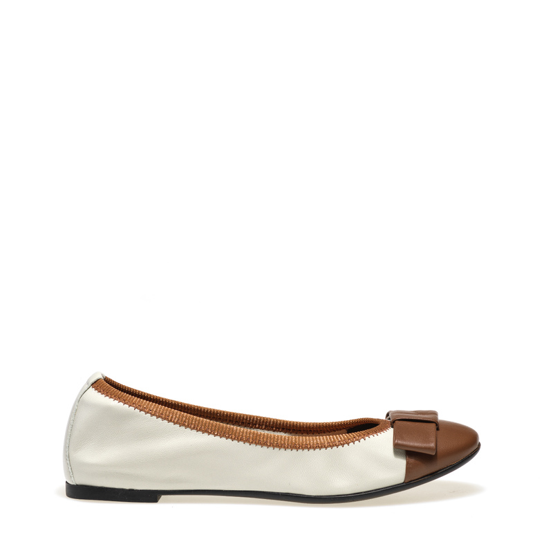 Two-tone leather ballet flats with bow | Frau Shoes | Official Online Shop