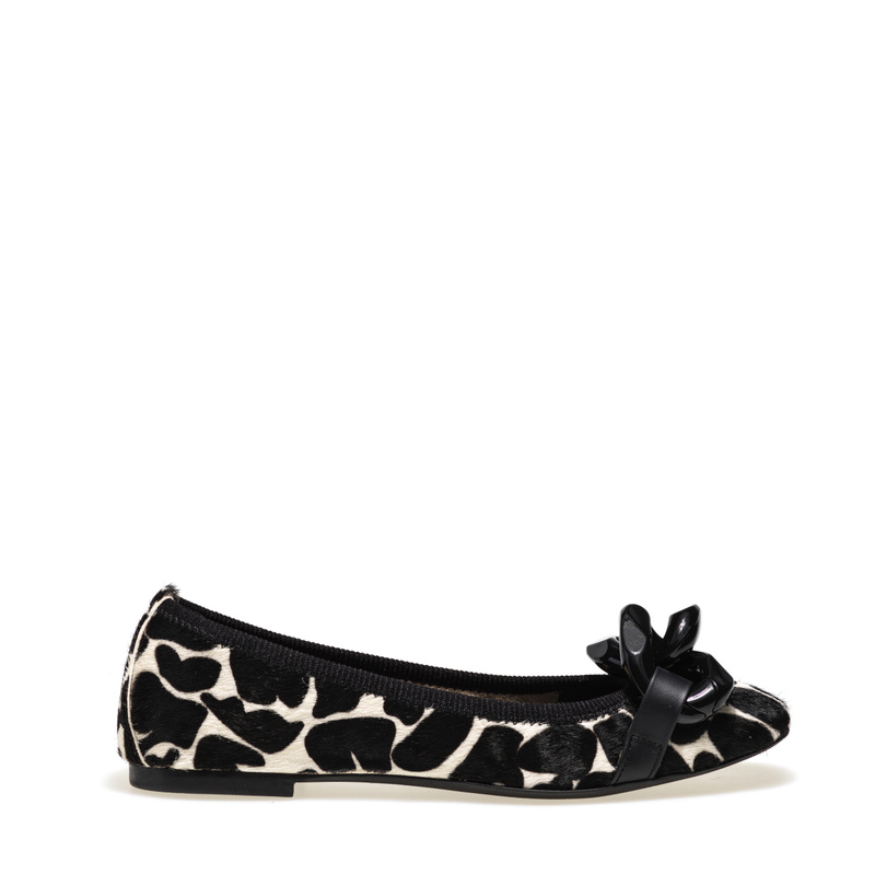 Animal-print ballet flats with chain detailing - Flats & Sabot | Frau Shoes | Official Online Shop