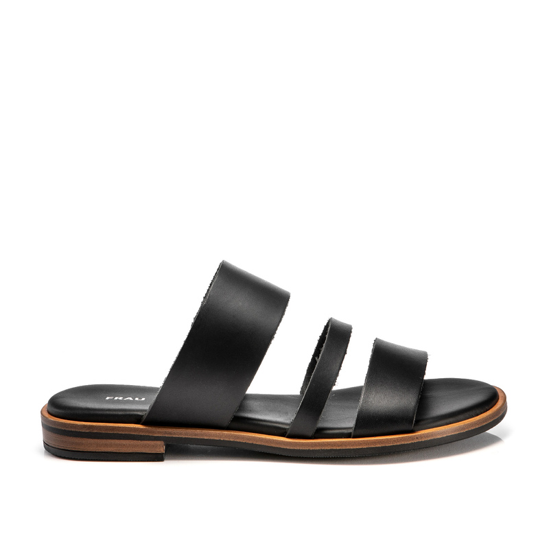 Triple-strap sliders in raw-cut leather - Sandals | Frau Shoes | Official Online Shop