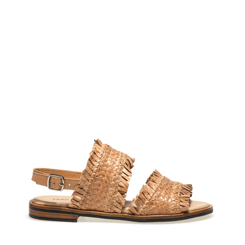 Sandale aus geflochtenem Leder mit Fransen | Frau Shoes | Official Online Shop
