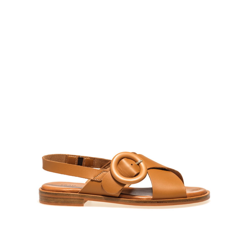 Leather crossover sandals with buckle | Frau Shoes | Official Online Shop