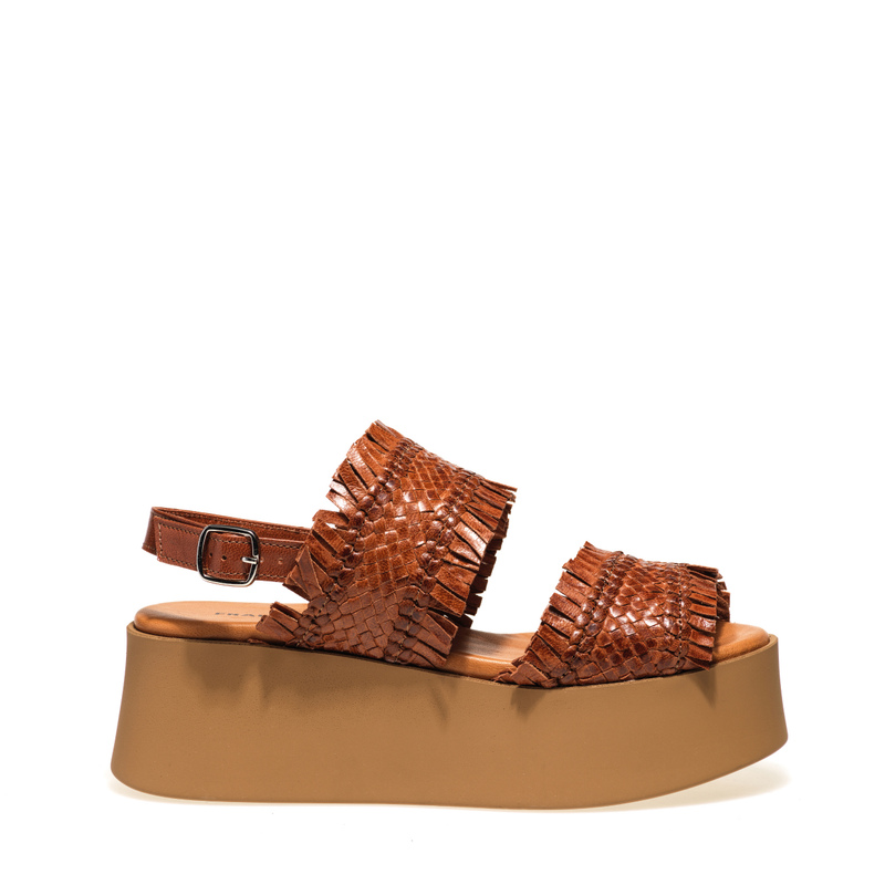 Woven leather sandals with wedge - Wedge Sandals | Frau Shoes | Official Online Shop