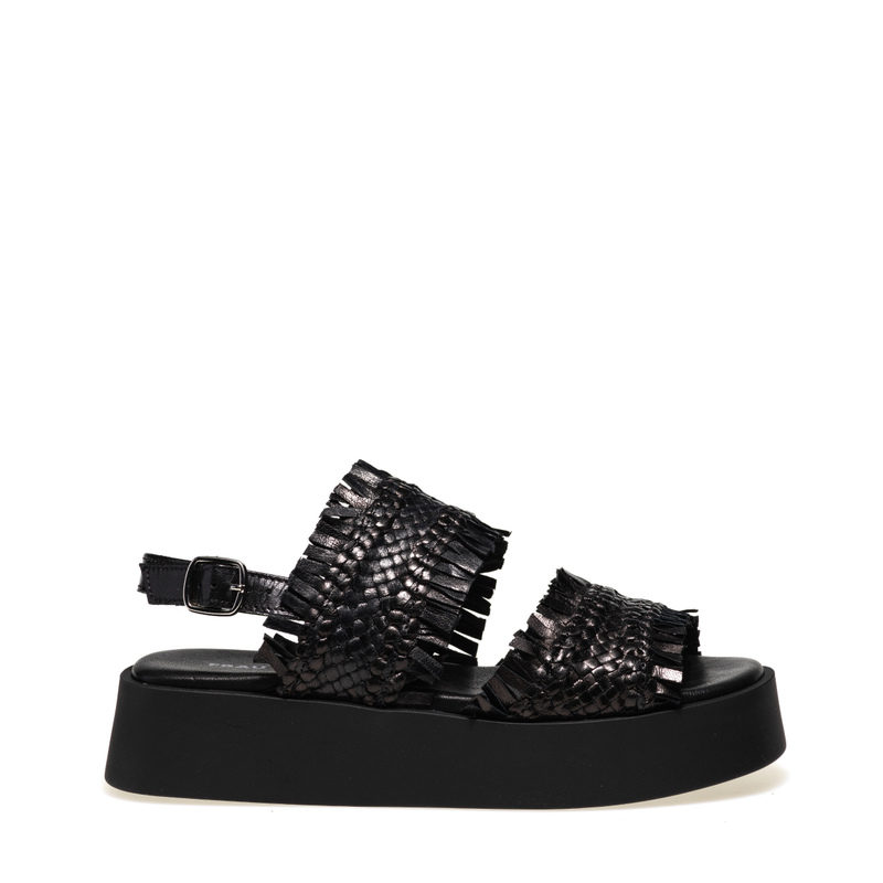 Plateausandale aus Leder mit Fransen - Sandalen | Frau Shoes | Official Online Shop