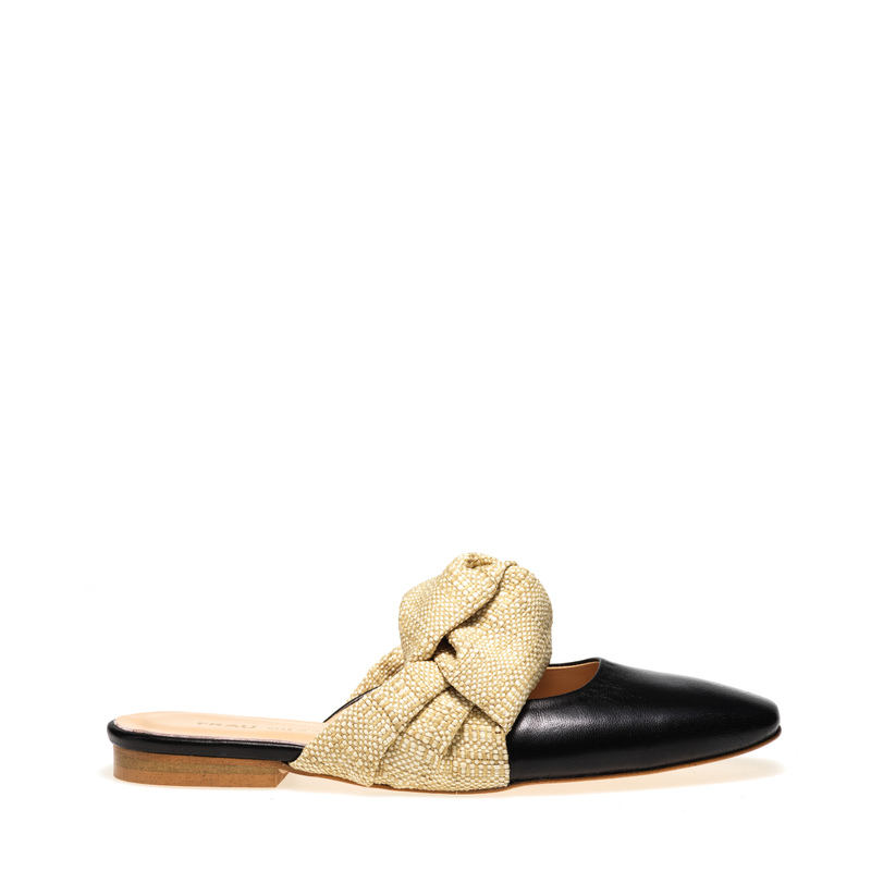 Leather mules with soft raffia strap - End of Season % | Woman's Shoes | Frau Shoes | Official Online Shop