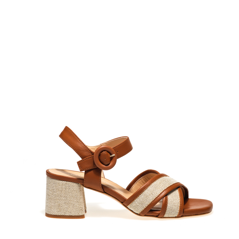 Heeled leather and raffia sandals - End of Season % | Woman's Shoes | Frau Shoes | Official Online Shop