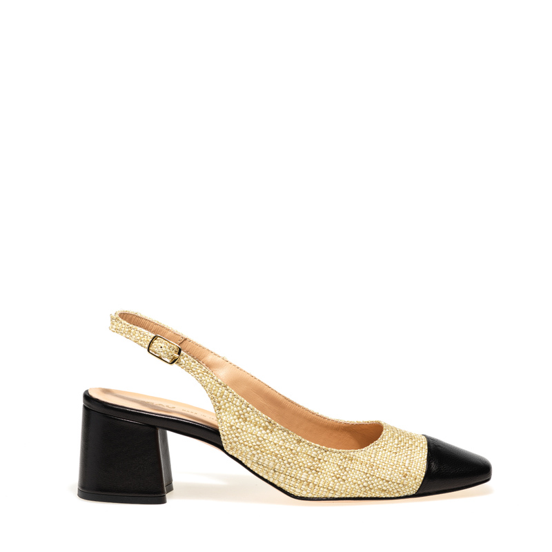 Slingback-Sandale aus Raffiabast und Leder | Frau Shoes | Official Online Shop
