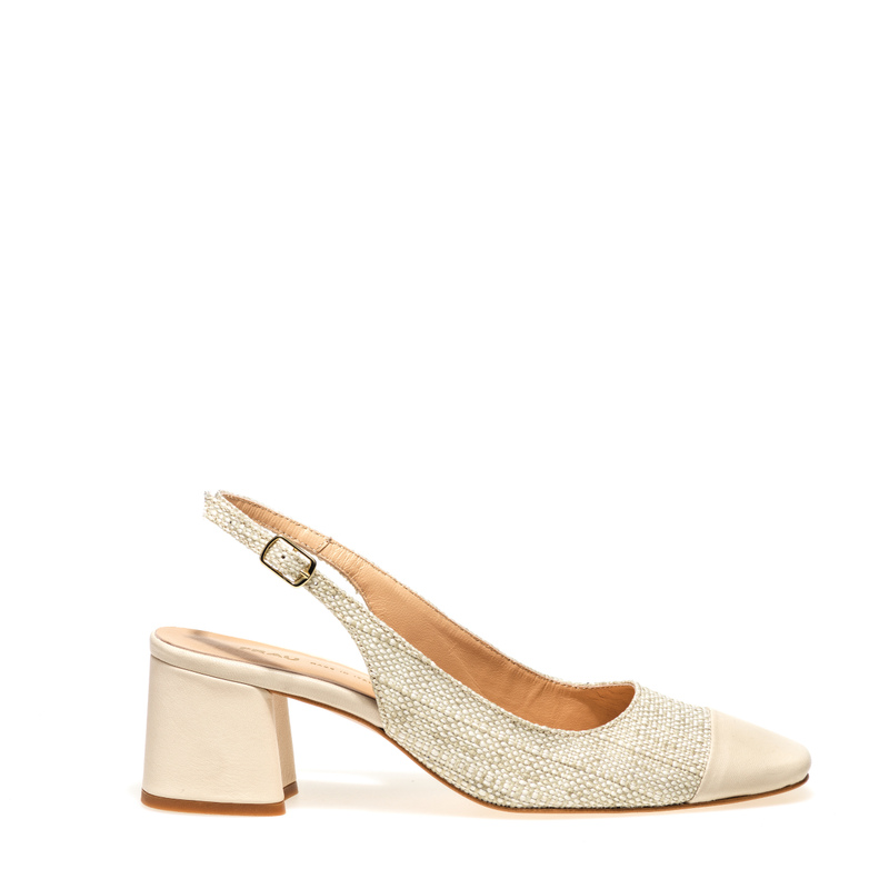 Slingback-Sandale aus Raffiabast und Leder | Frau Shoes | Official Online Shop