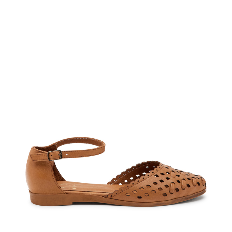 Perforated leather ballet flats with strap | Frau Shoes | Official Online Shop