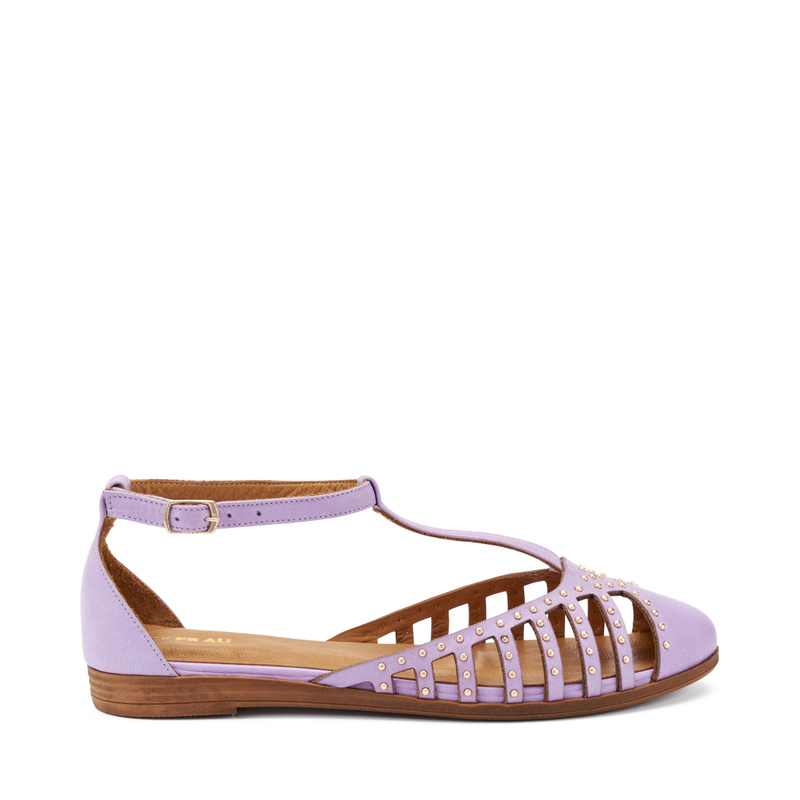 T-Strap-Sandalen aus Leder mit Nieten | Frau Shoes | Official Online Shop