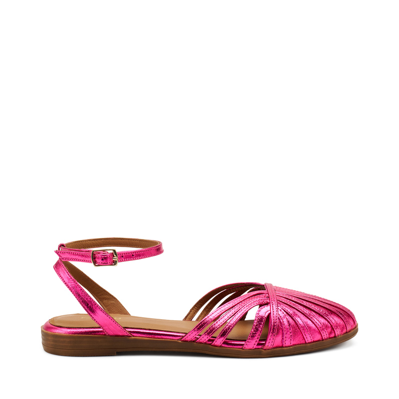 Foiled leather caged sandals with ankle strap - Woman | Frau Shoes | Official Online Shop
