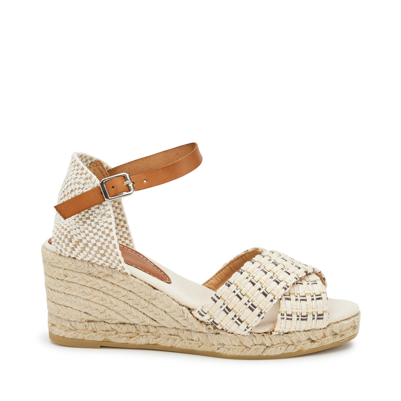 Sandalo a incrocio in rafia con zeppa in corda - Sandali con zeppa | Frau Shoes | Official Online Shop