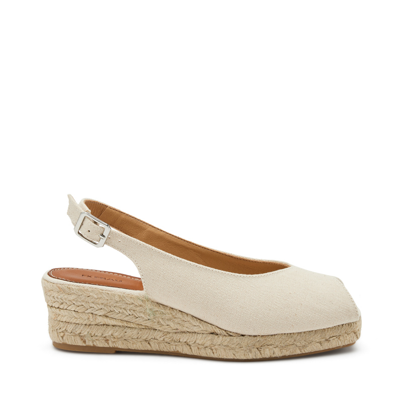 Open-toe canvas slingbacks with rope wedge - Wedge Sandals | Frau Shoes | Official Online Shop