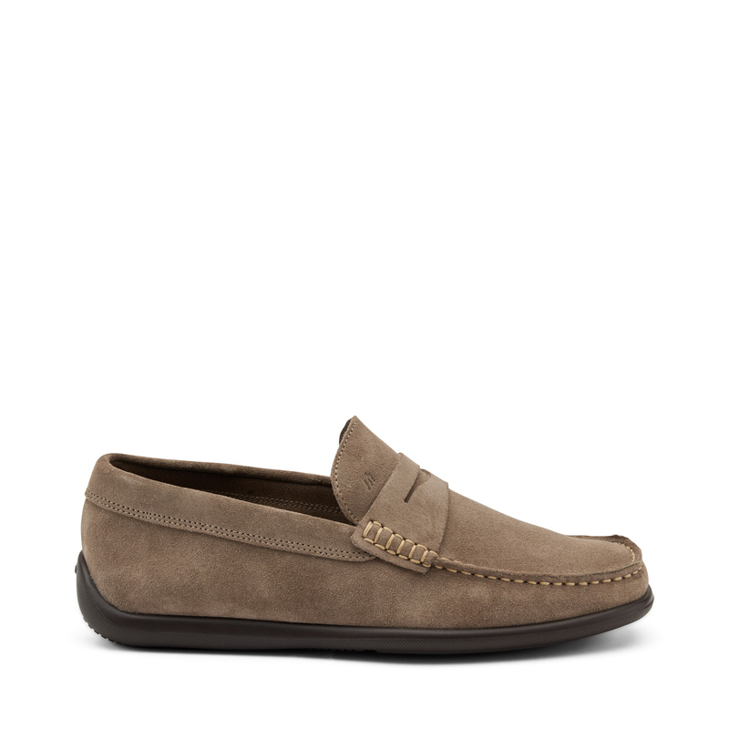 Suede loafers with saddle detail - Man | Frau Shoes | Official Online Shop