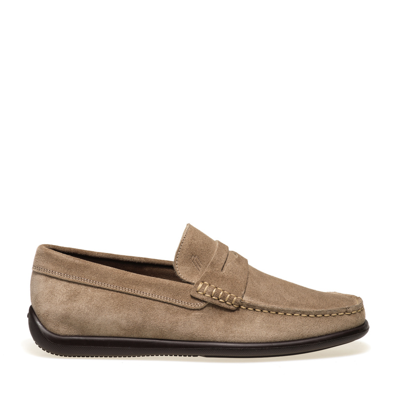 Suede loafers with saddle detail - Loafers | Frau Shoes | Official Online Shop