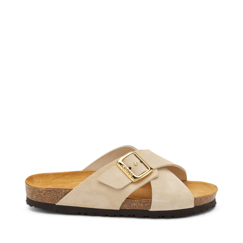 Suede crossover-strap sliders - Woman | Frau Shoes | Official Online Shop