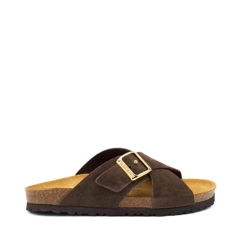 Suede crossover-strap sliders - Slippers | Frau Shoes | Official Online Shop