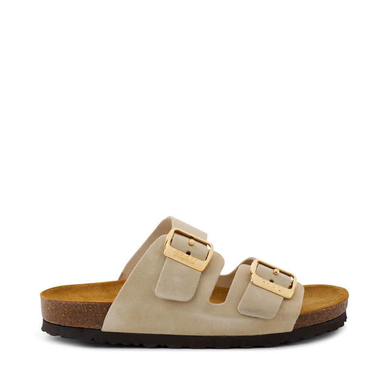 Pantolette mit doppeltem Riemen aus Veloursleder | Frau Shoes | Official Online Shop