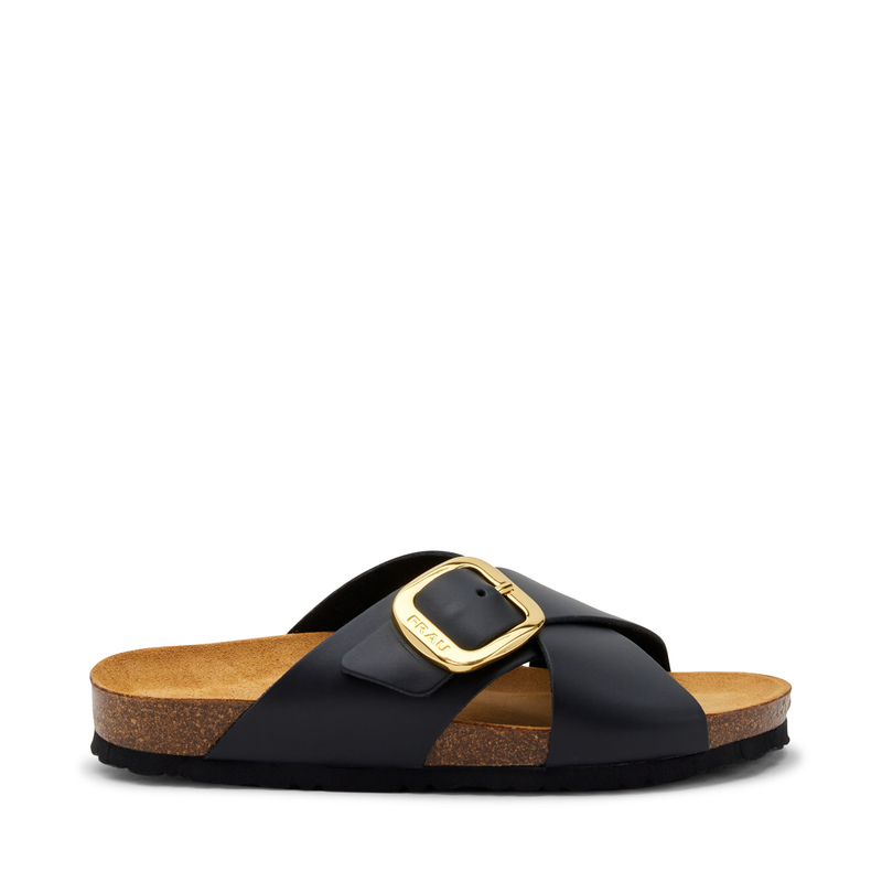 Leather crossover-strap sliders - Must-Haves | Frau Shoes | Official Online Shop