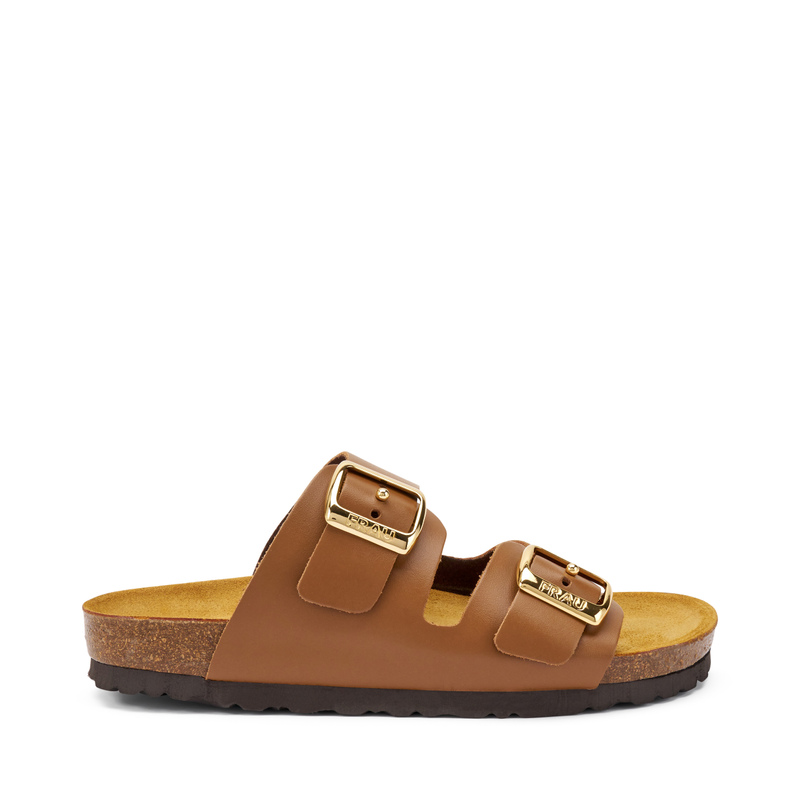 Pantolette mit doppeltem Riemen aus Leder | Frau Shoes | Official Online Shop