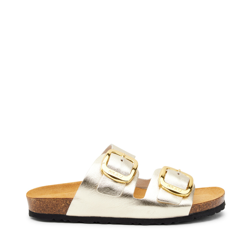 Foiled leather double-strap sliders - Must-Haves | Frau Shoes | Official Online Shop