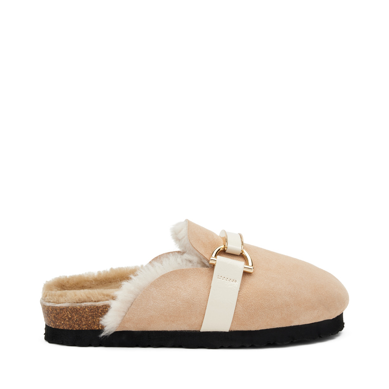 Sheepskin mules with clasp detail | Frau Shoes | Official Online Shop