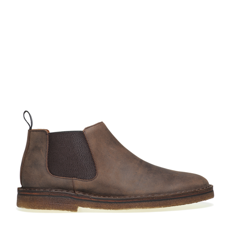 Distressed-effect nubuck Chelsea boots with crepe sole | Frau Shoes | Official Online Shop