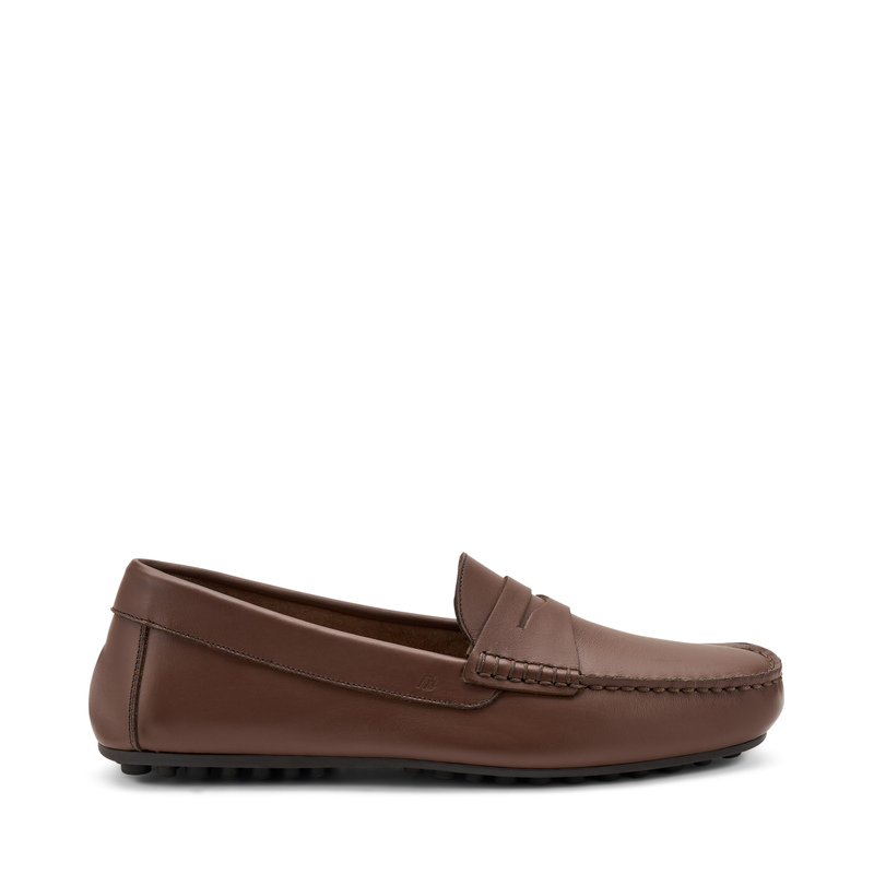 Leather driving shoes with saddle detailing - Loafers | Frau Shoes | Official Online Shop