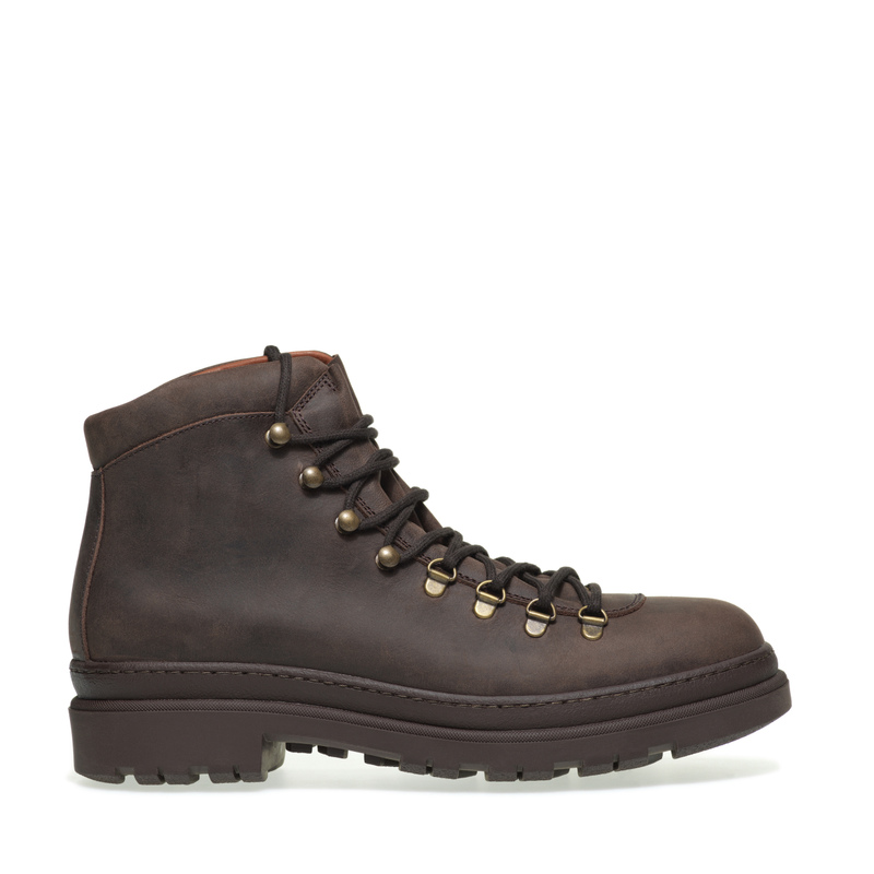 Colour-block vintage-effect nubuck hiking boots - Man's Shoes | Frau Shoes | Official Online Shop