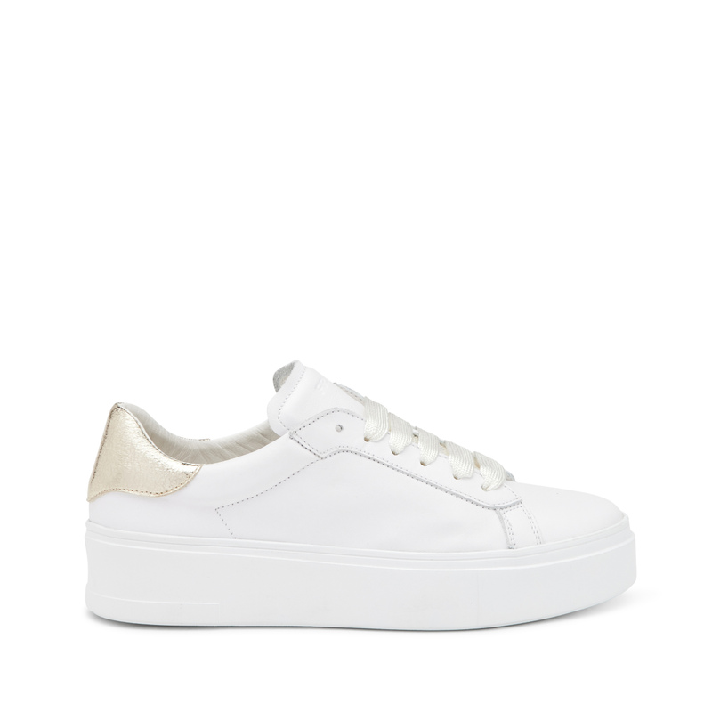 Casual leather sneakers with foiled insert - Off White | Frau Shoes | Official Online Shop