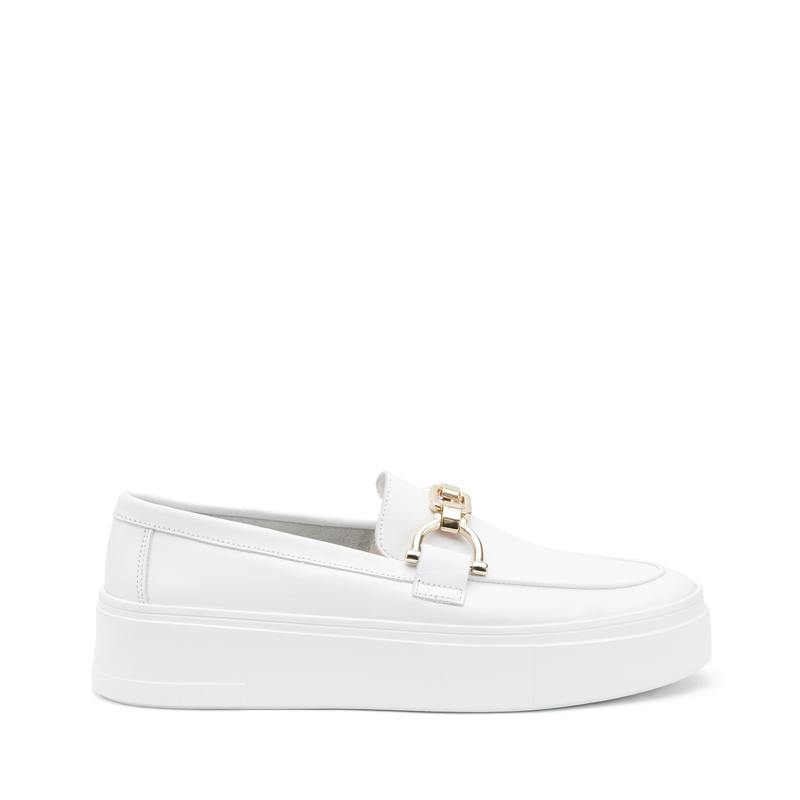 Leather slip-ons with clasp detail - Off White | Frau Shoes | Official Online Shop