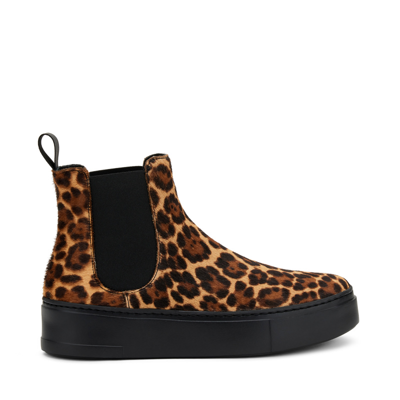 Ponyhair-effect leather Chelsea boots with animal print | Frau Shoes | Official Online Shop