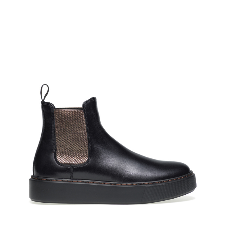 Leather Chelsea boots with metallic elastic - Color Block | Frau Shoes | Official Online Shop