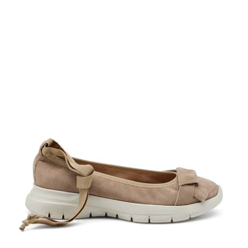 Extra-light suede ballet flats with saddle detail | Frau Shoes | Official Online Shop