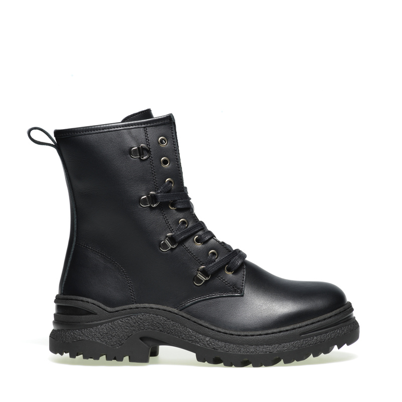 Combat boots with lacing eyelet details - Soft Material | Frau Shoes | Official Online Shop